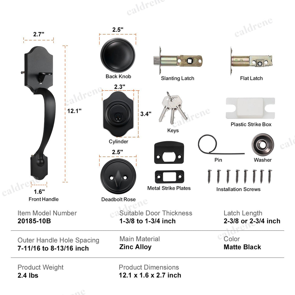 Matte Black Front Door Handle and Deadbolt Lock Set – view 7