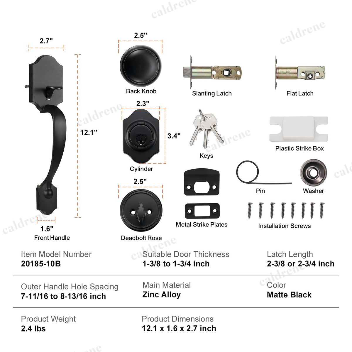 Matte Black Front Door Handle and Deadbolt Lock Set – view 7