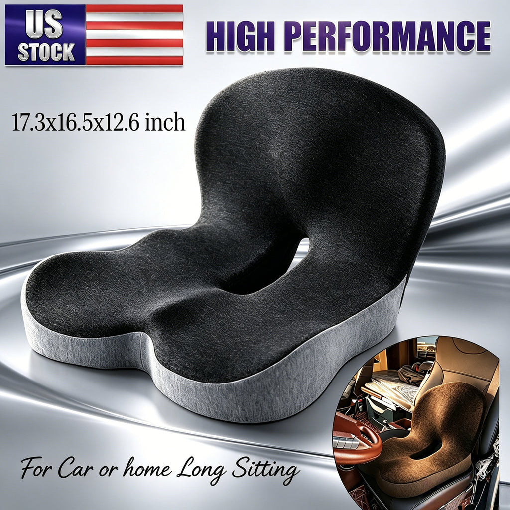 Memory Foam Seat Cushion with Lumbar Support for Office and Car