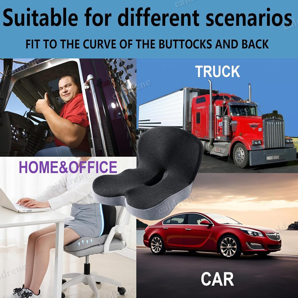 Memory Foam Seat Cushion with Lumbar Support for Office and Car – view 3