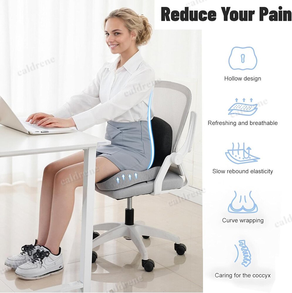 Memory Foam Seat Cushion with Lumbar Support for Office and Car – view 4