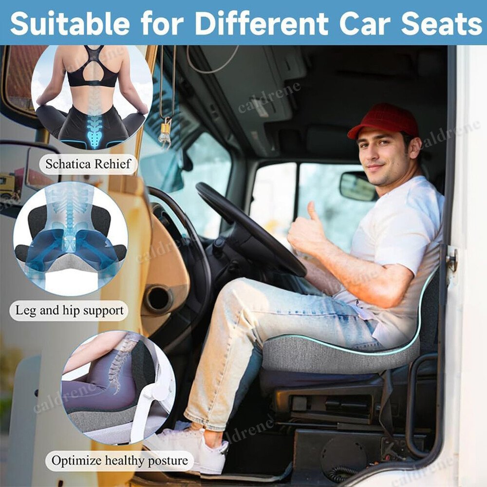 Memory Foam Seat Cushion with Lumbar Support for Office and Car – view 5