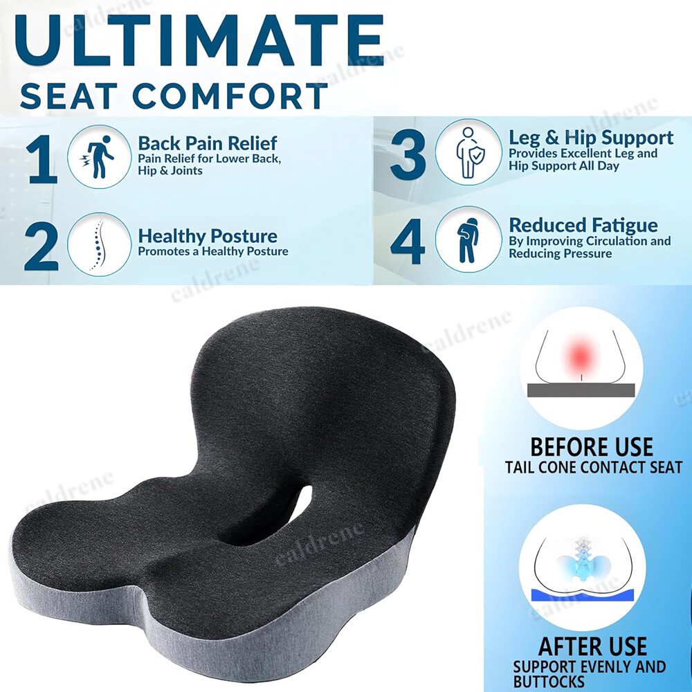 Memory Foam Seat Cushion with Lumbar Support for Office and Car – view 7