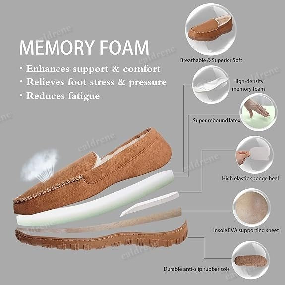 Men's Memory Foam Moccasin Slippers, Plush Lined – view 2