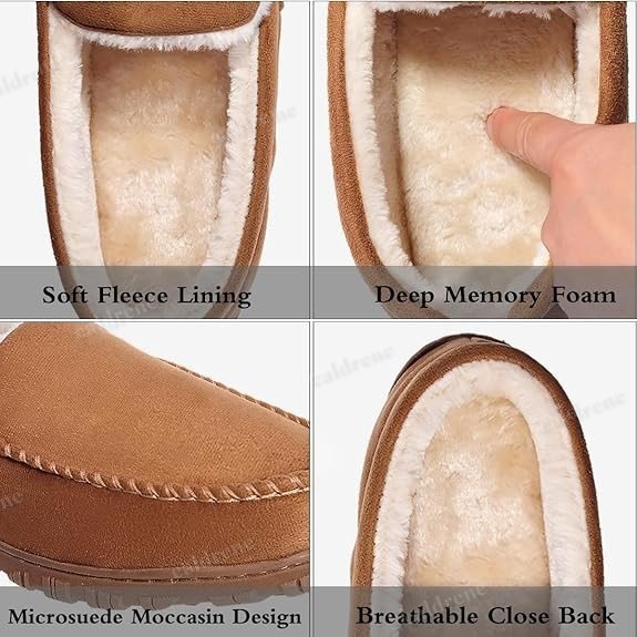 Men's Memory Foam Moccasin Slippers, Plush Lined – view 5