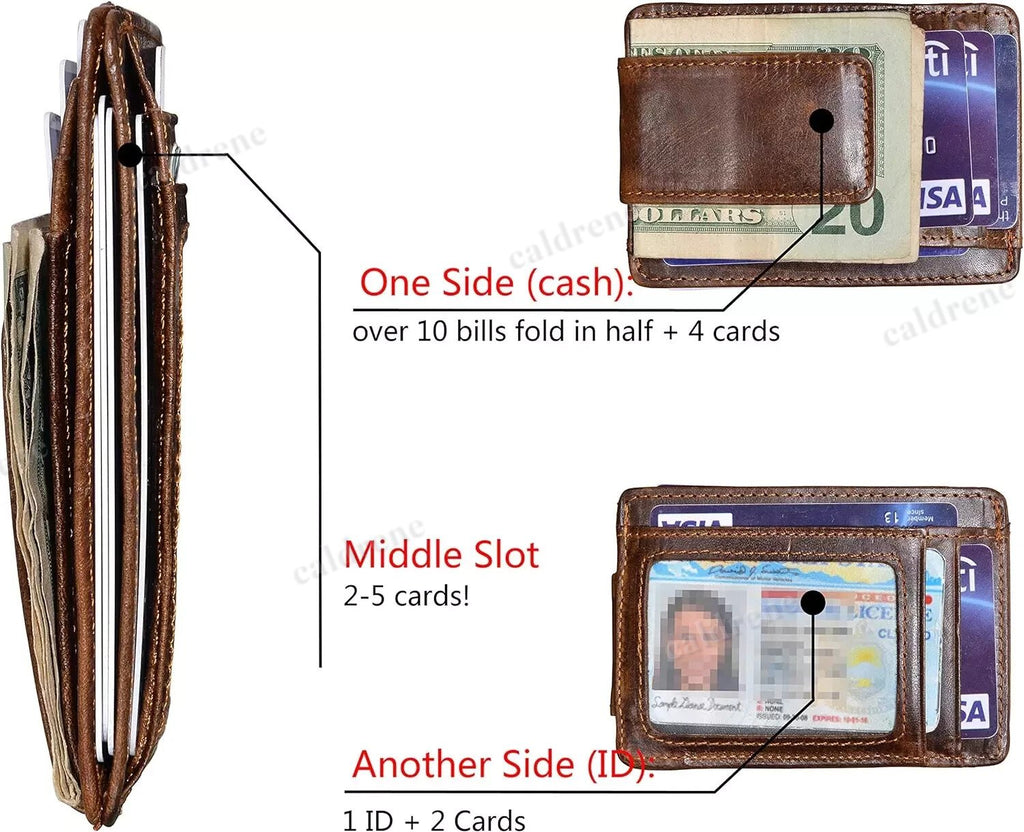 Men's Slim Leather Front Pocket Wallet with Money Clip, RFID Blocking – view 2