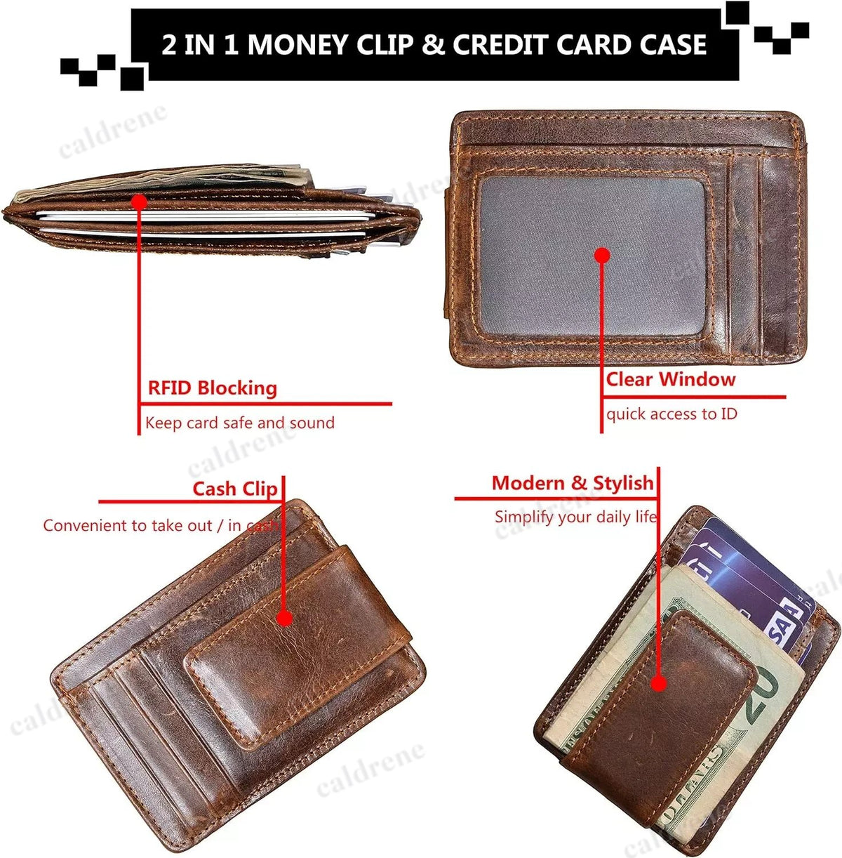 Men's Slim Leather Front Pocket Wallet with Money Clip, RFID Blocking – view 3