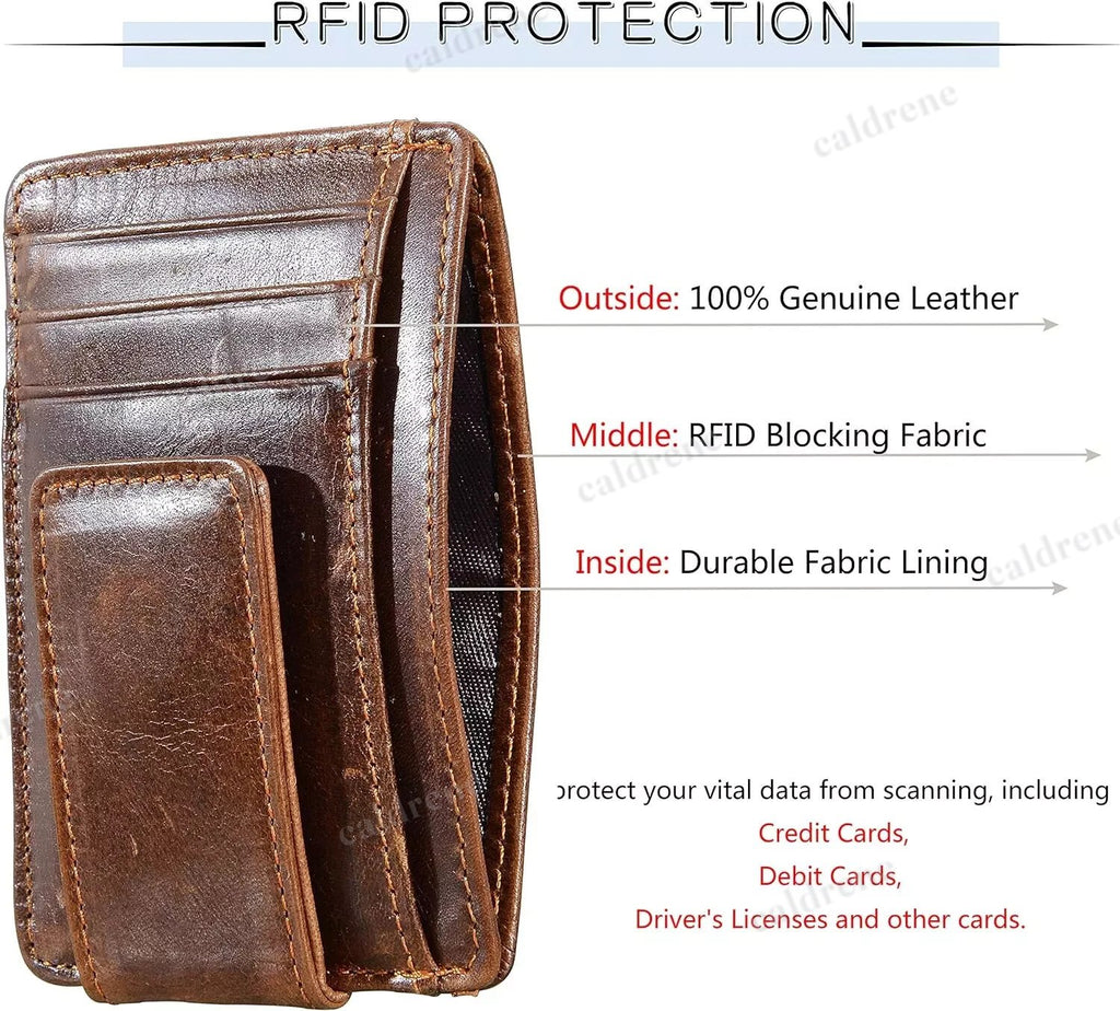 Men's Slim Leather Front Pocket Wallet with Money Clip, RFID Blocking – view 5