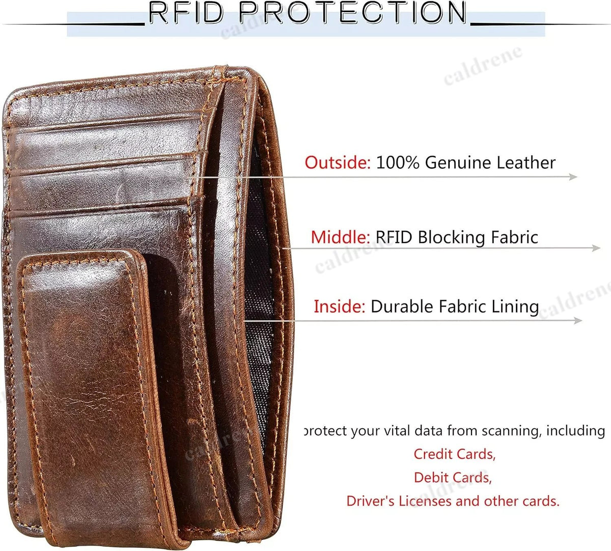 Men's Slim Leather Front Pocket Wallet with Money Clip, RFID Blocking – view 5