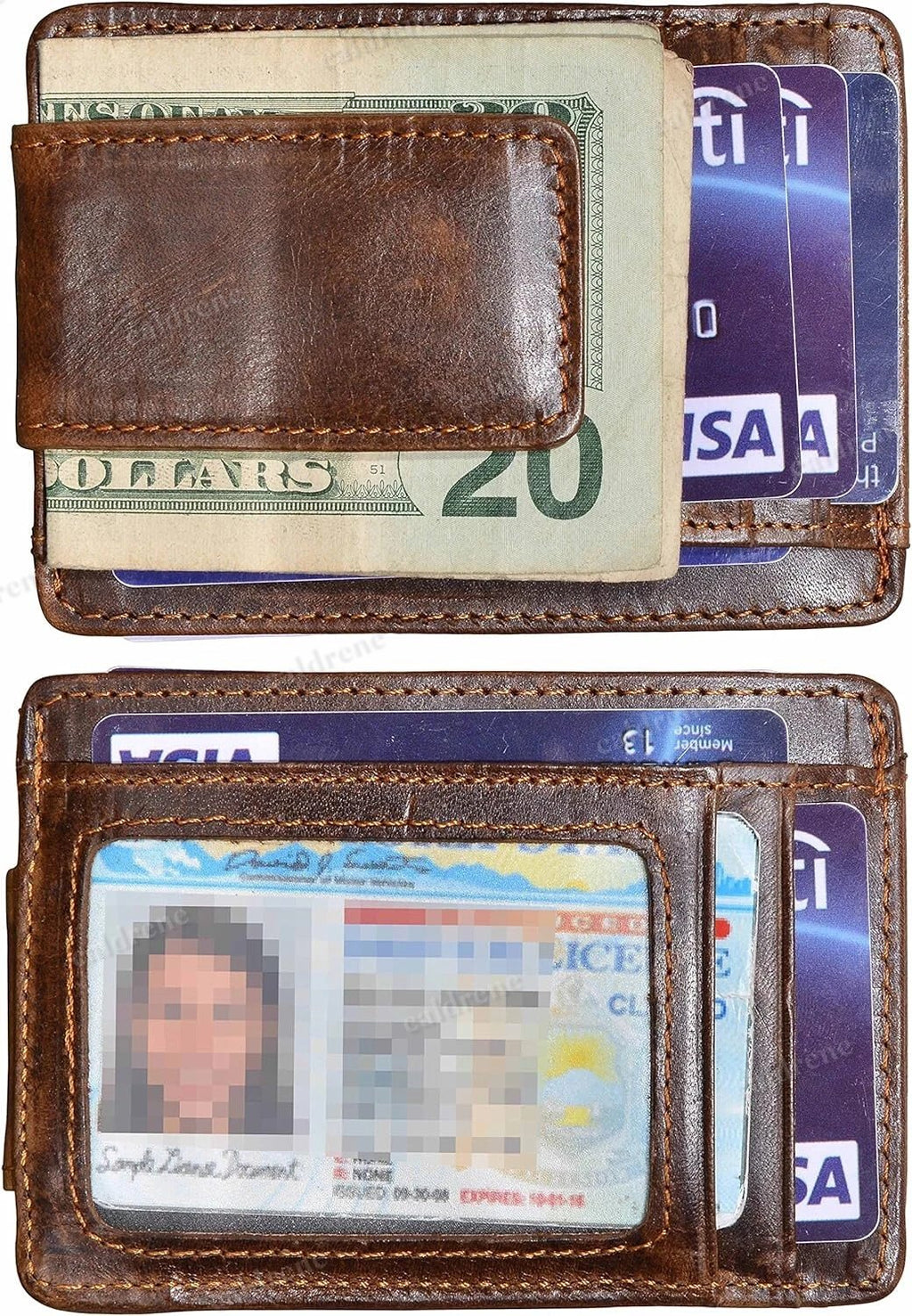Men's Slim Leather Front Pocket Wallet with Money Clip, RFID Blocking – view 6