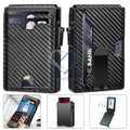 Men's Slim Pop-Up Carbon Fiber Wallet with RFID Blocking and Money Clip