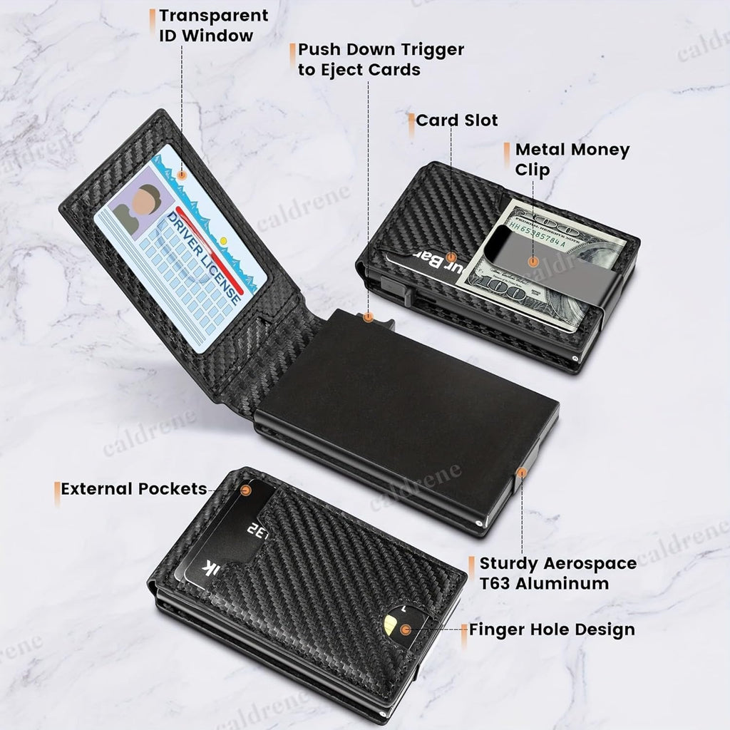 Men's Slim Pop-Up Carbon Fiber Wallet with RFID Blocking and Money Clip – view 10
