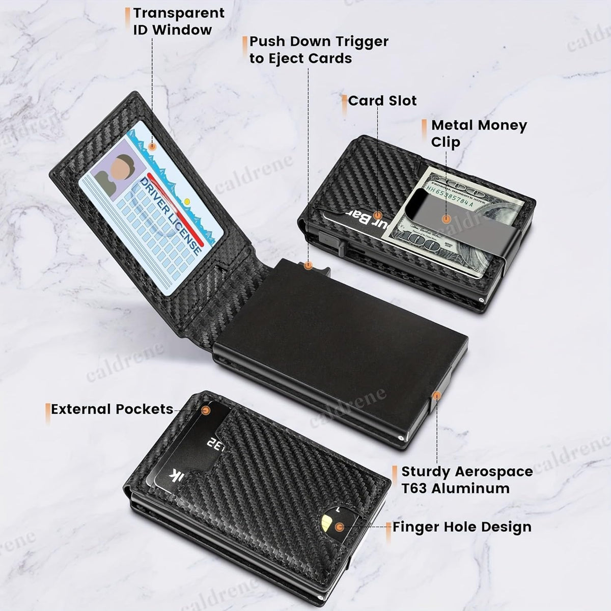 Men's Slim Pop-Up Carbon Fiber Wallet with RFID Blocking and Money Clip – view 10