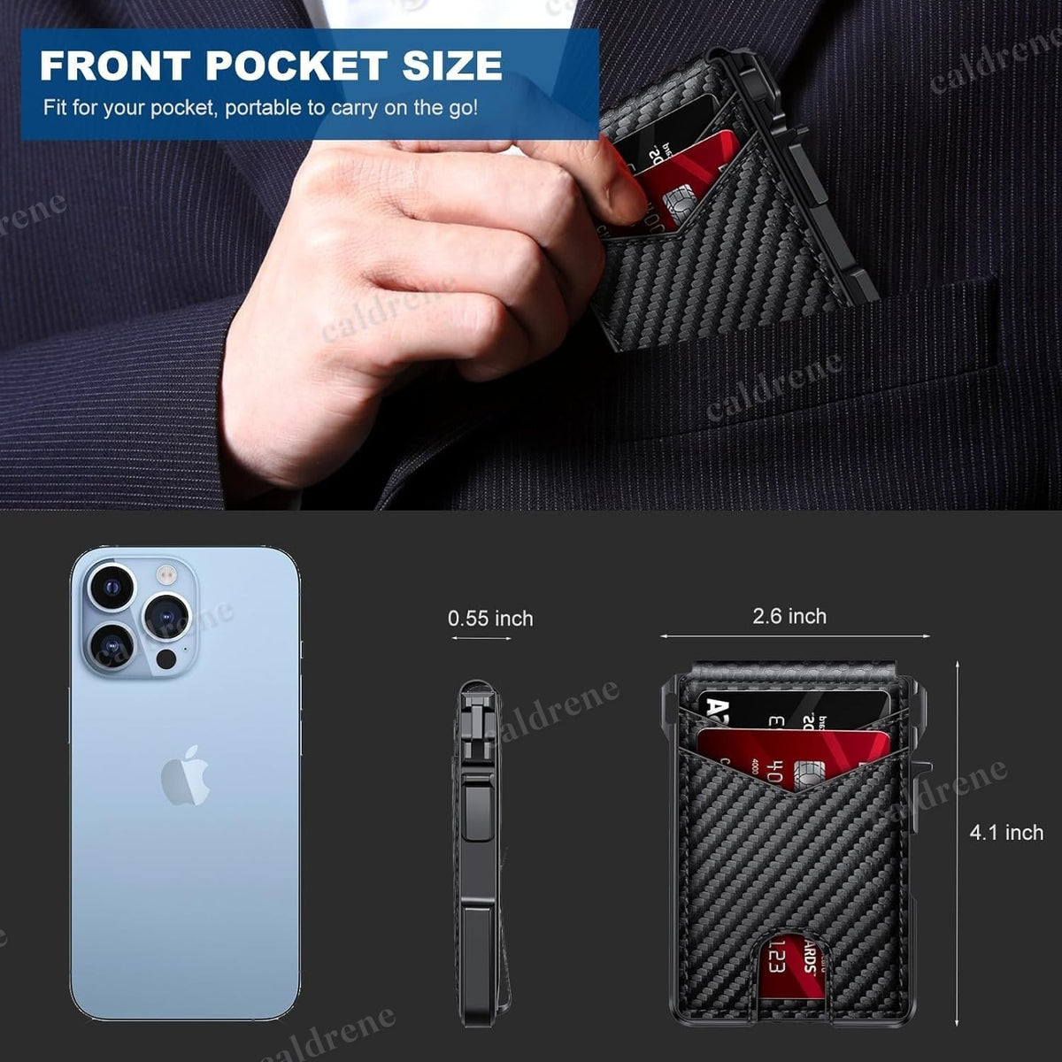 Men's Slim Pop-Up Carbon Fiber Wallet with RFID Blocking and Money Clip – view 7