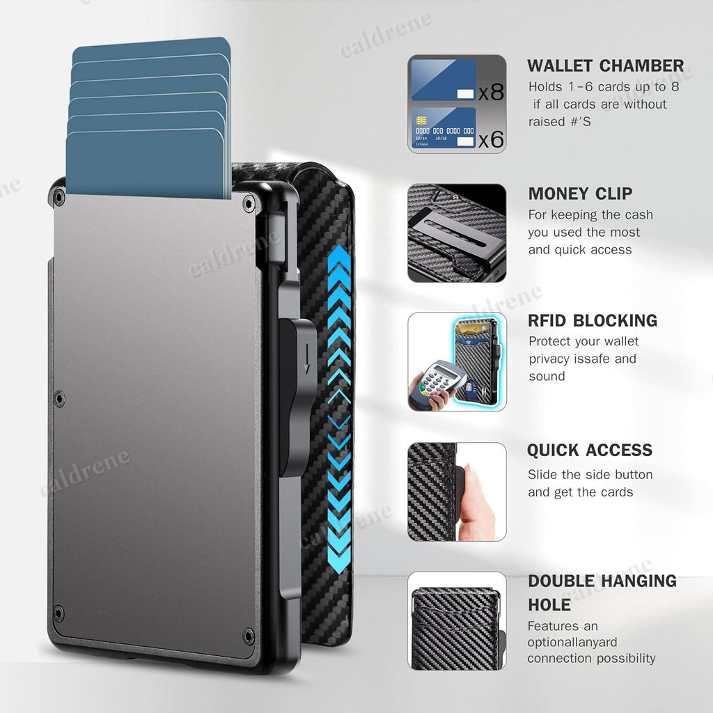 Men's Slim Pop-Up Carbon Fiber Wallet with RFID Blocking and Money Clip – view 9