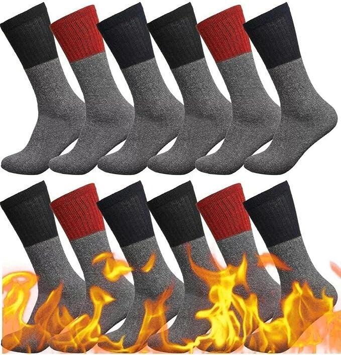 Men's Thermal Winter Work Socks, 12 Pairs