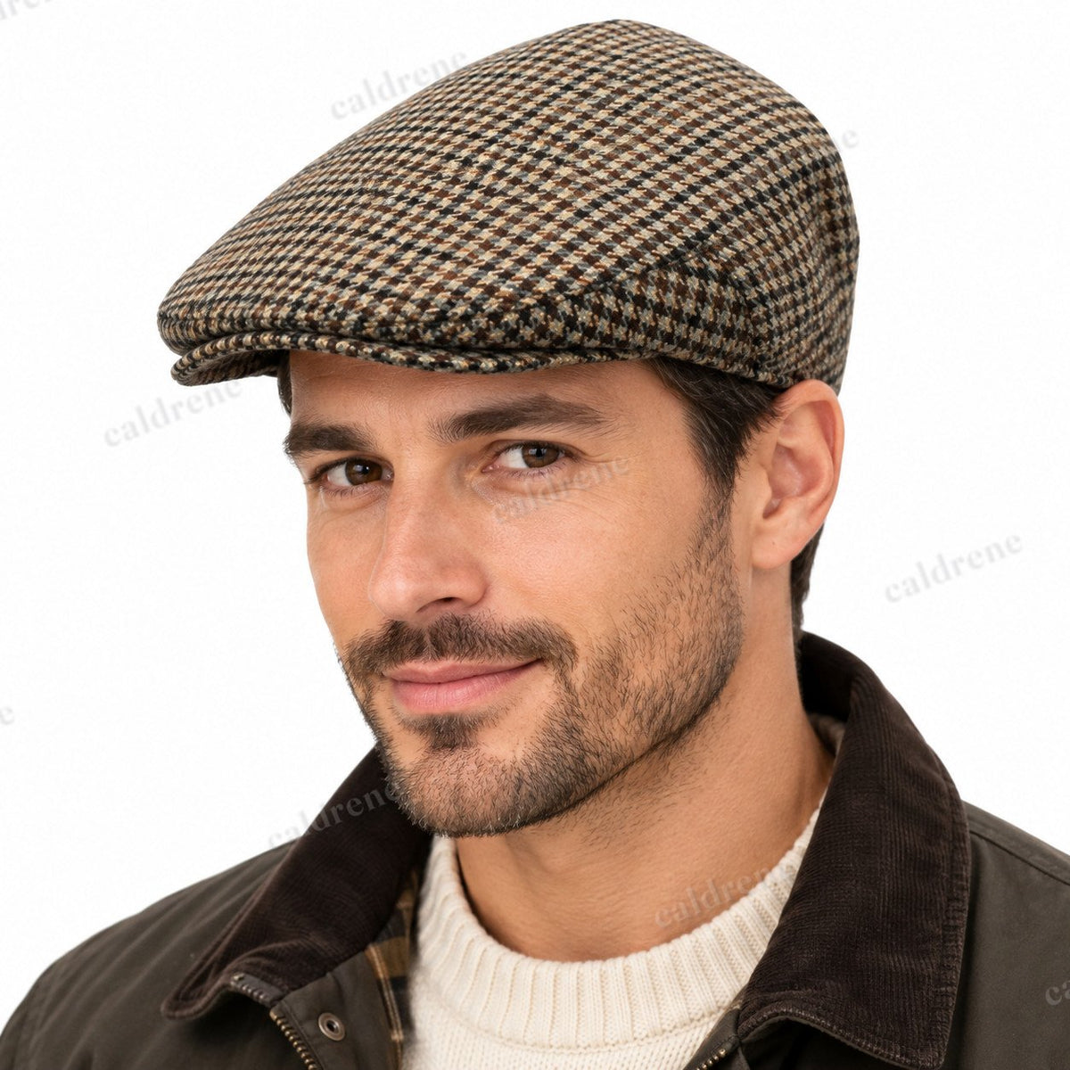 Men's Wool Blend Houndstooth Flat Cap – view 2