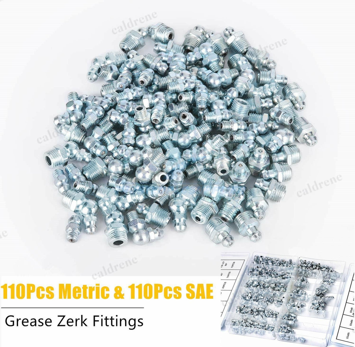 Metric and SAE Hydraulic Grease Zerk Fittings Assortment, 220 Pack – view 3