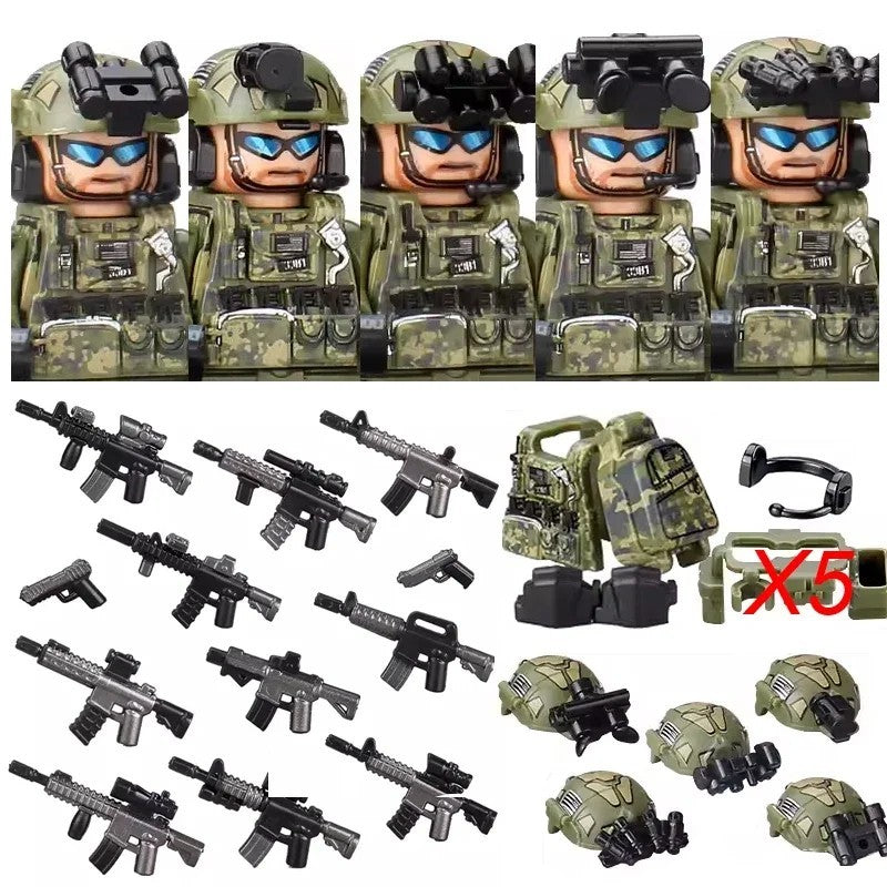 Military Special Operations Army Building Blocks Figures Vehicle Set Kit – ASF-5PCS FIGURES