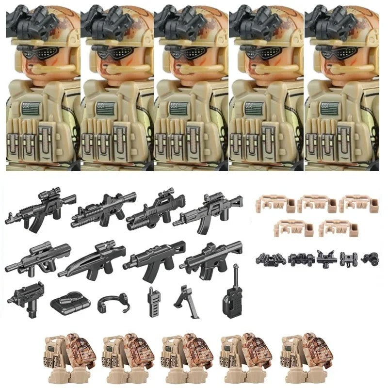 Military Special Operations Army Building Blocks Figures Vehicle Set Kit – SEAL-5PCS FIGURE