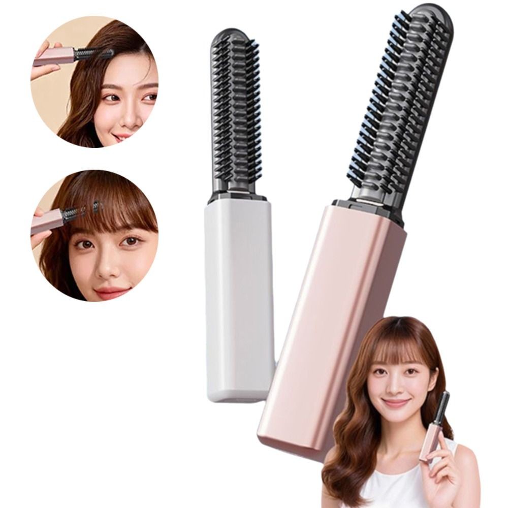 Mini Bangs Straightener Brush for Frizz-Free Hair Styling