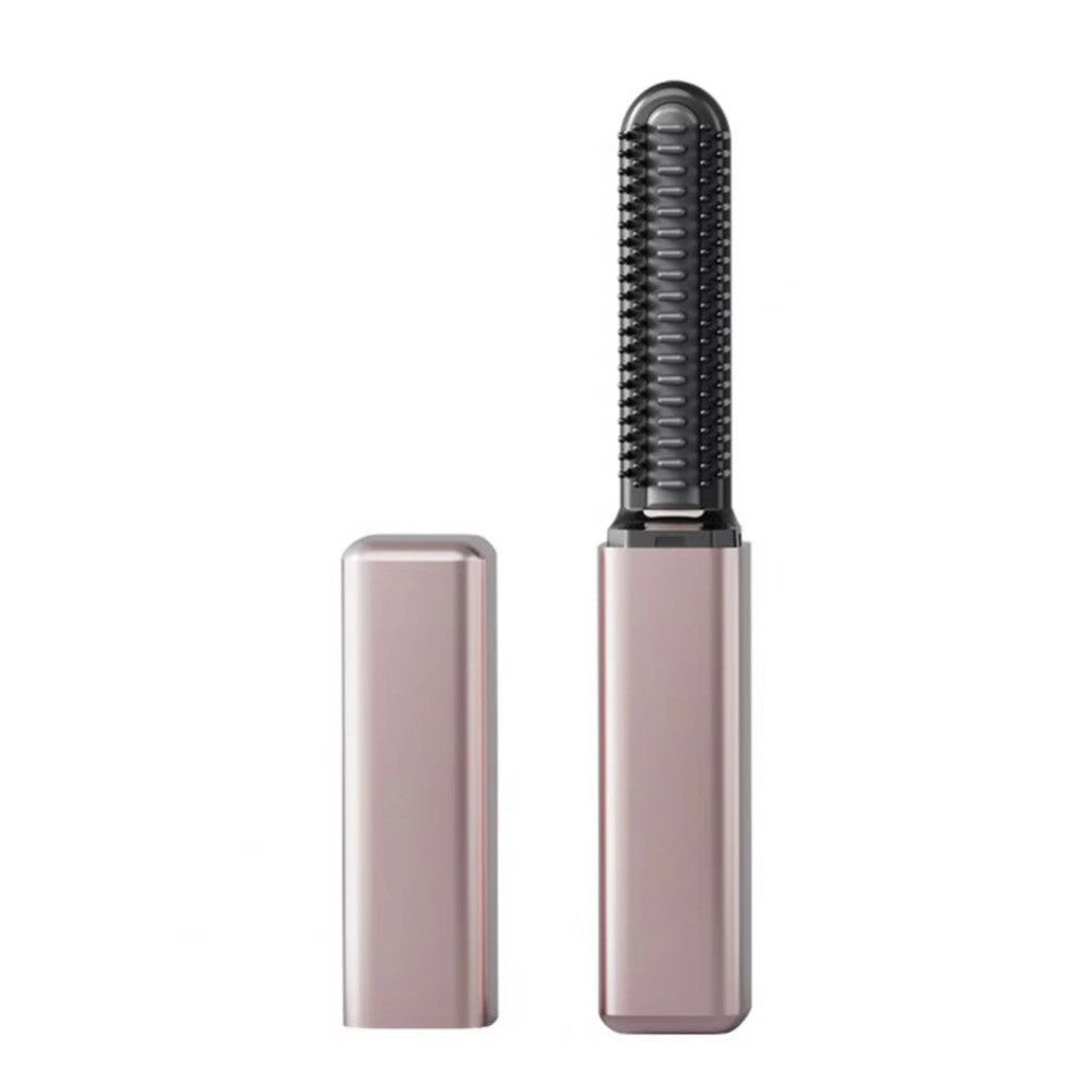 Mini Bangs Straightener Brush for Frizz-Free Hair Styling – Rose Gold