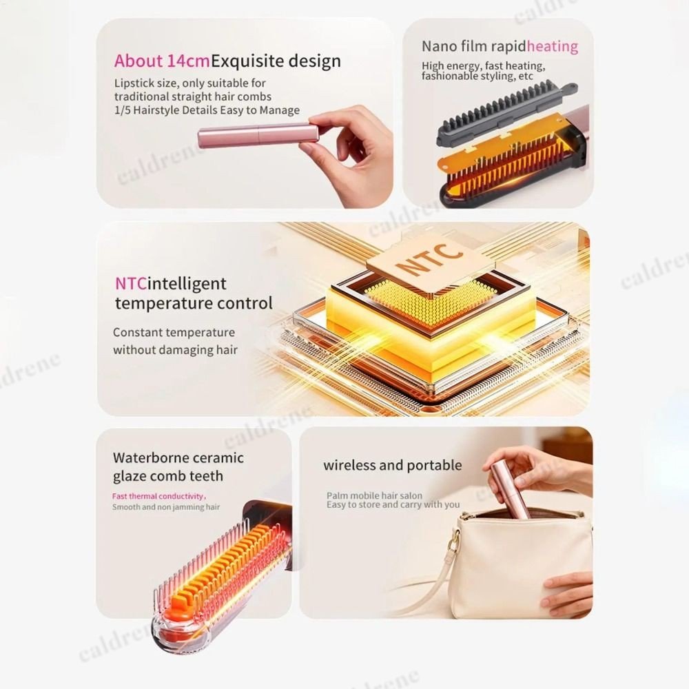 Mini Bangs Straightener Brush for Frizz-Free Hair Styling – view 3