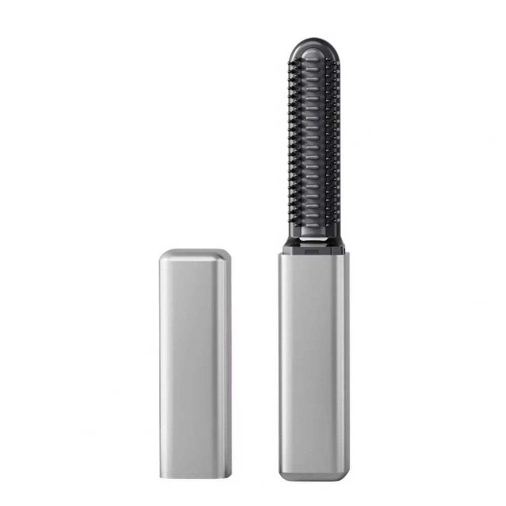 Mini Bangs Straightener Brush for Frizz-Free Hair Styling – White