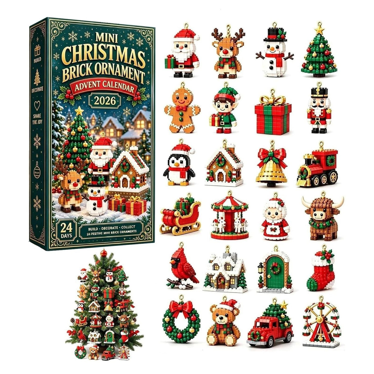 Mini Christmas Ornament Building Brick Advent Calendar 2026