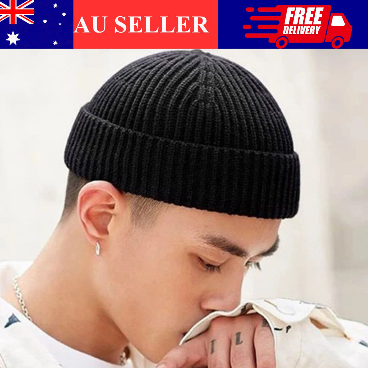 Mini Fisherman Beanie for Men and Women - Soft Knitted Docker Cap