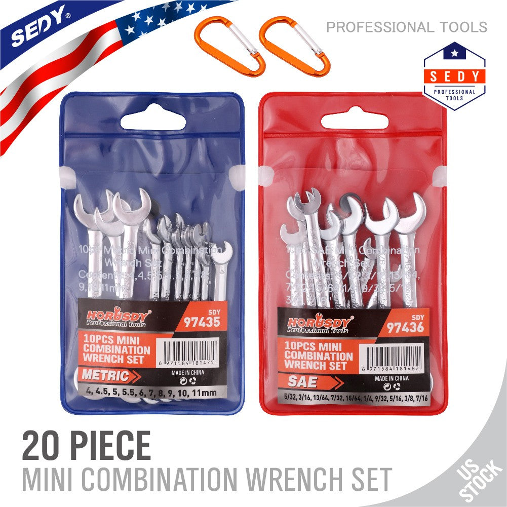 Mini Ignition Wrench Set, Metric and SAE, 22 Piece