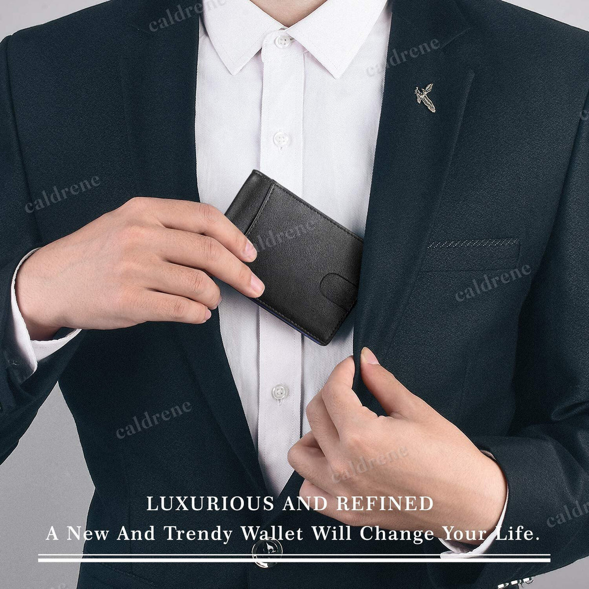Minimalist Slim RFID Blocking Wallet with Money Clip for Men – view 6