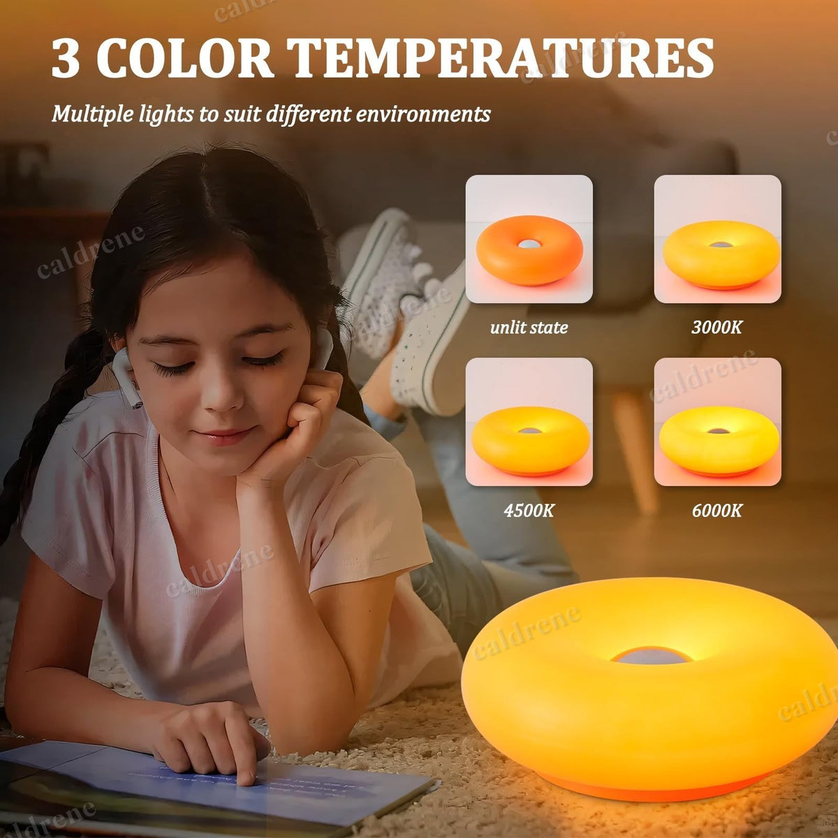 Modern Donut LED Table Lamp, Orange – view 8