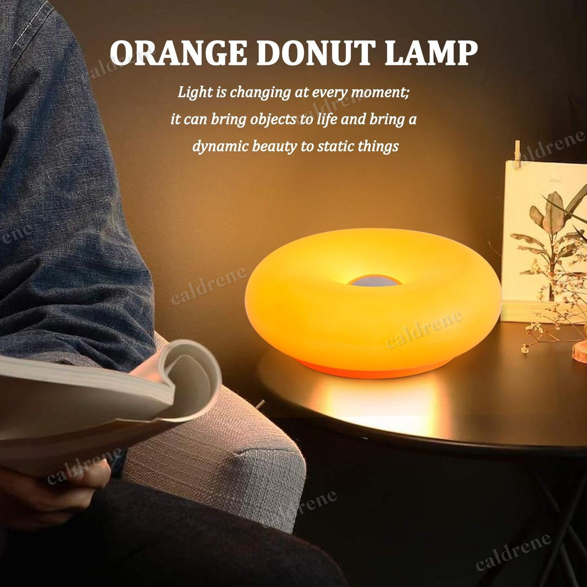 Modern Donut LED Table Lamp, Orange – view 9