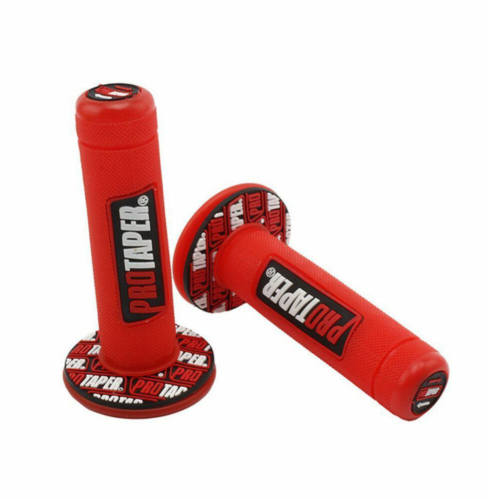 Motorcycle Handle Grips for 7/8" Bars – Rubber Gel Comfort – Red