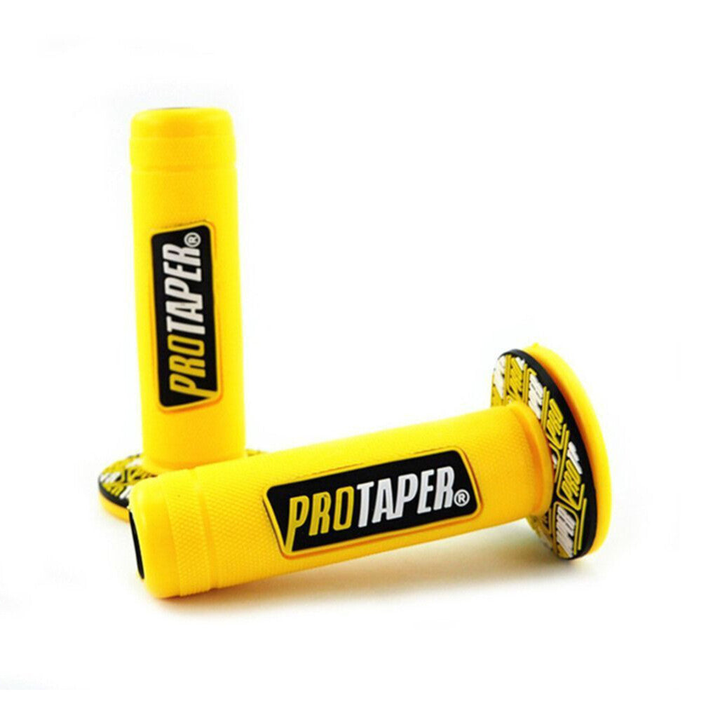 Motorcycle Handle Grips for 7/8" Bars – Rubber Gel Comfort – Yellow