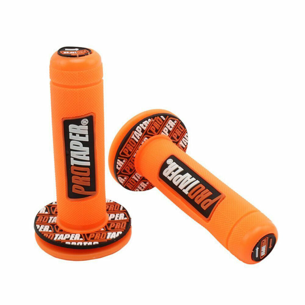 Motorcycle Handle Grips for 7/8" Bars – Rubber Gel Comfort – Orange