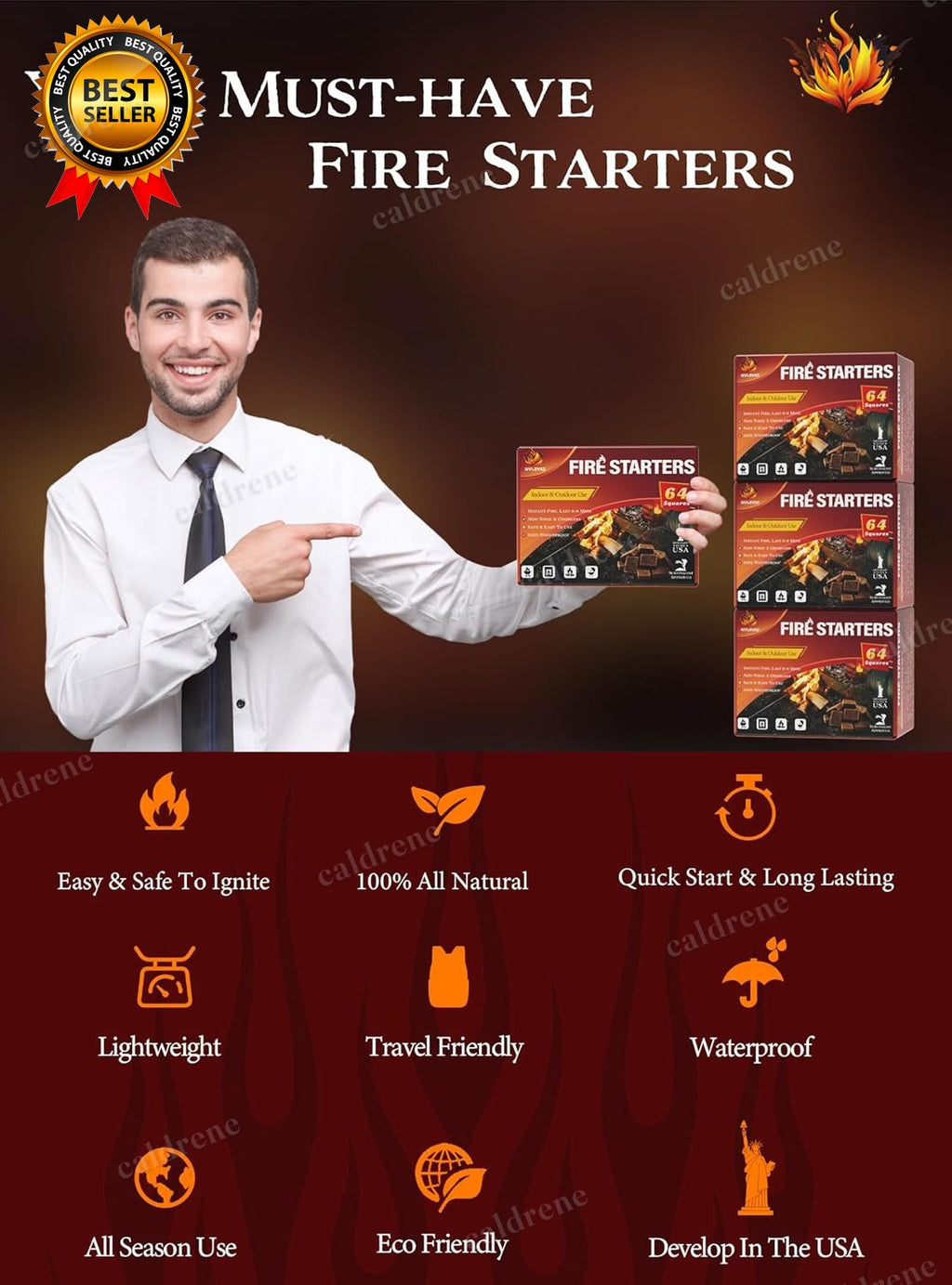 Natural Odorless Fire Starter Squares, 192 Pack – view 6