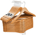 Natural Solid Wood Clothes Hangers, 20 Pack