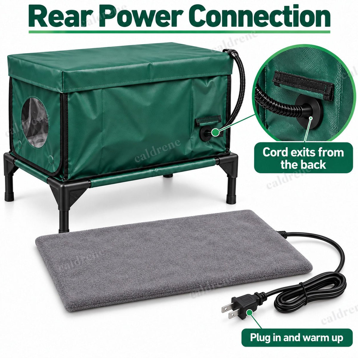 Outdoor Heated Cat House, Elevated, with Heating Pad, 24.5 Inch – view 2