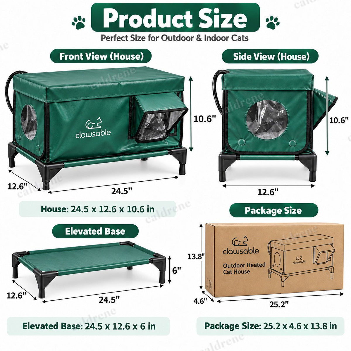 Outdoor Heated Cat House, Elevated, with Heating Pad, 24.5 Inch – view 4