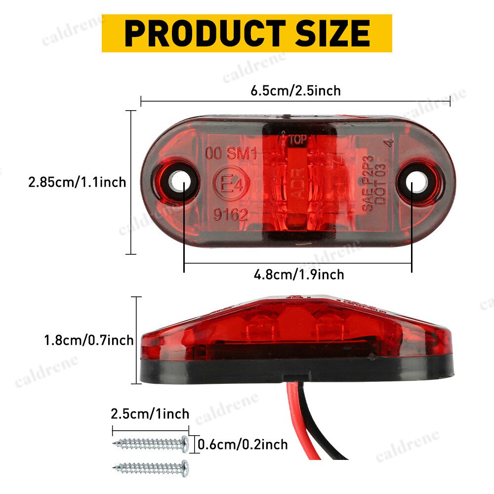 Oval LED Side Marker Clearance Lights, Red and Amber, 10 Pack – view 3