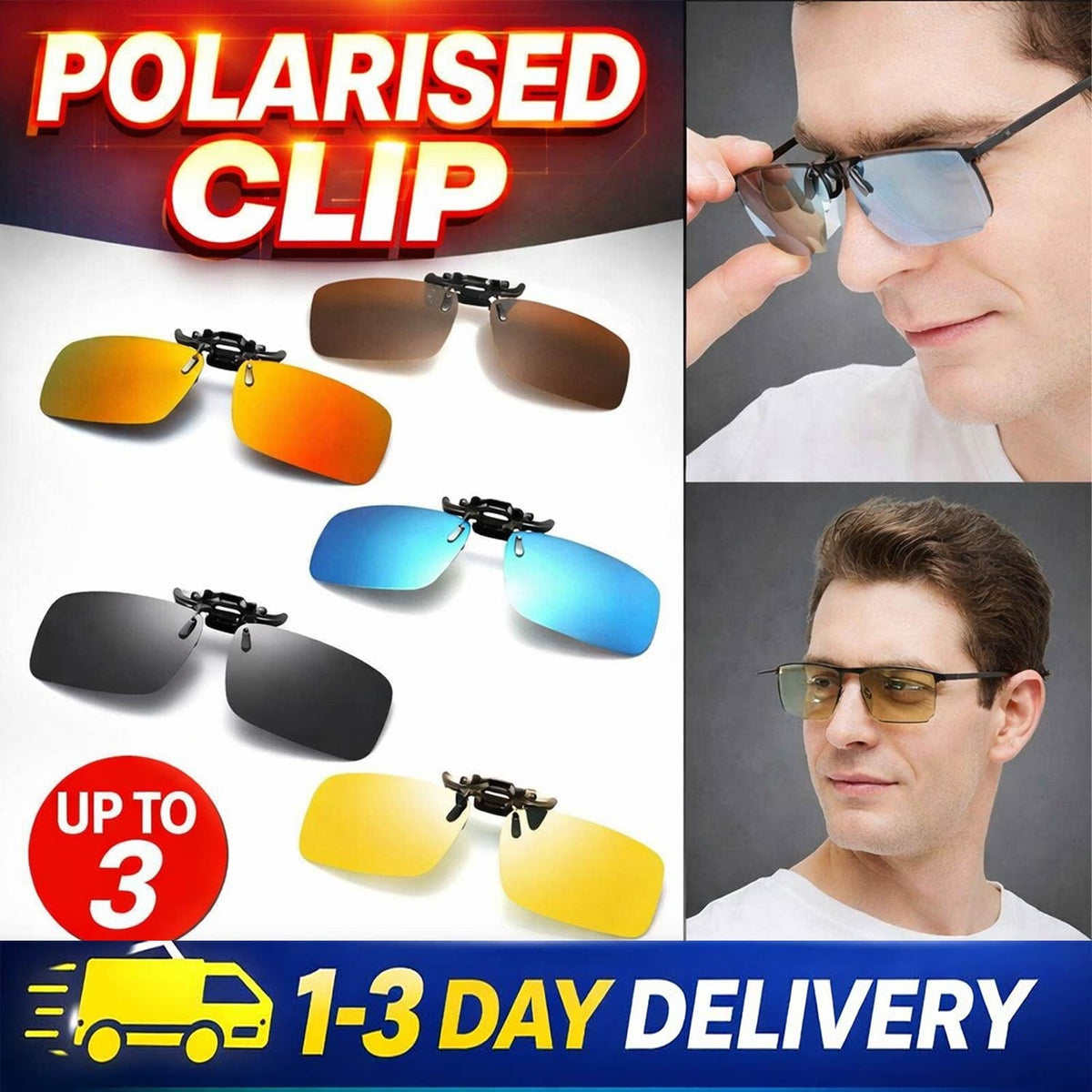 Photochromic Polarised Clip-On Sunglasses for Outdoor Activities