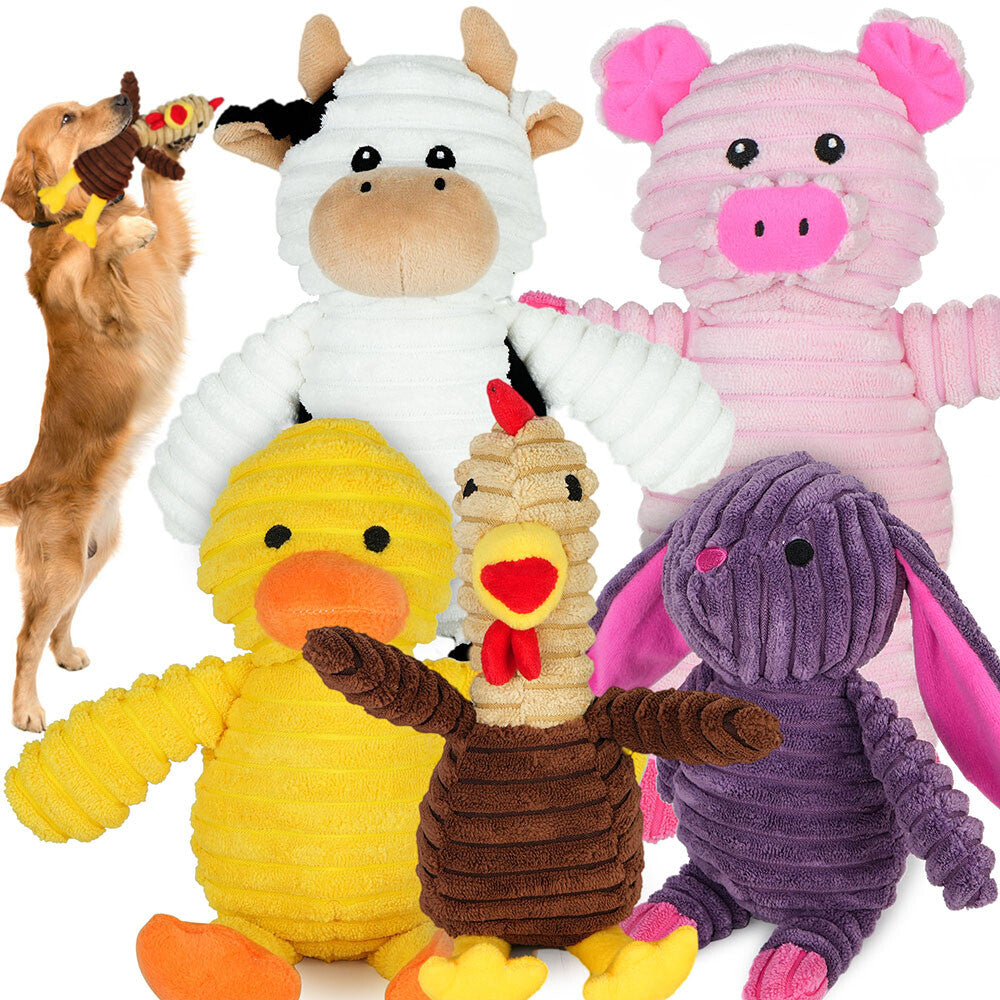 Plush Squeaky Dog Toys, 5 Pack