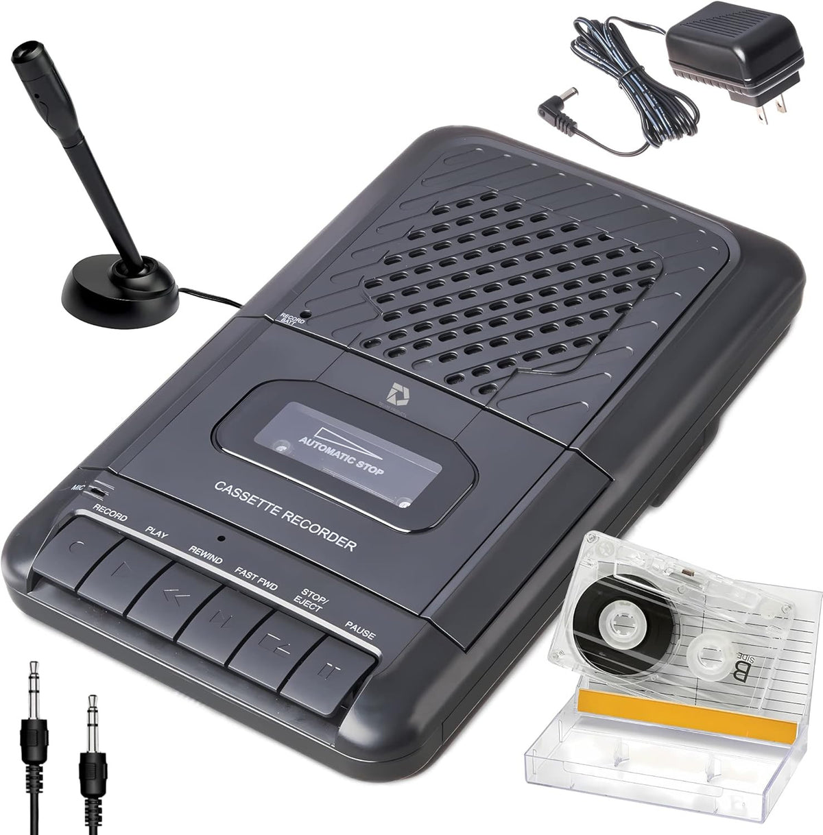 Portable Cassette Player and Tape Recorder with Mic