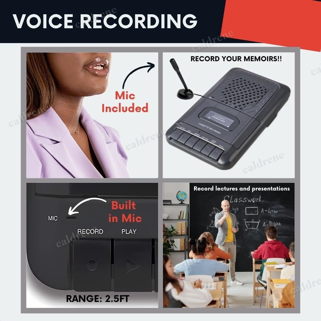 Portable Cassette Player and Tape Recorder with Mic – view 3