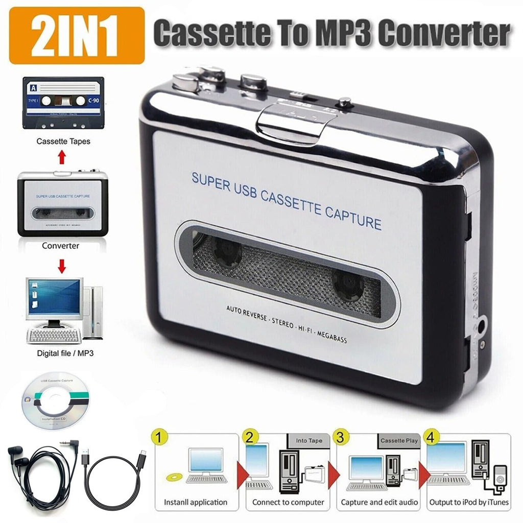 Portable Cassette Player and Tape to MP3 Converter