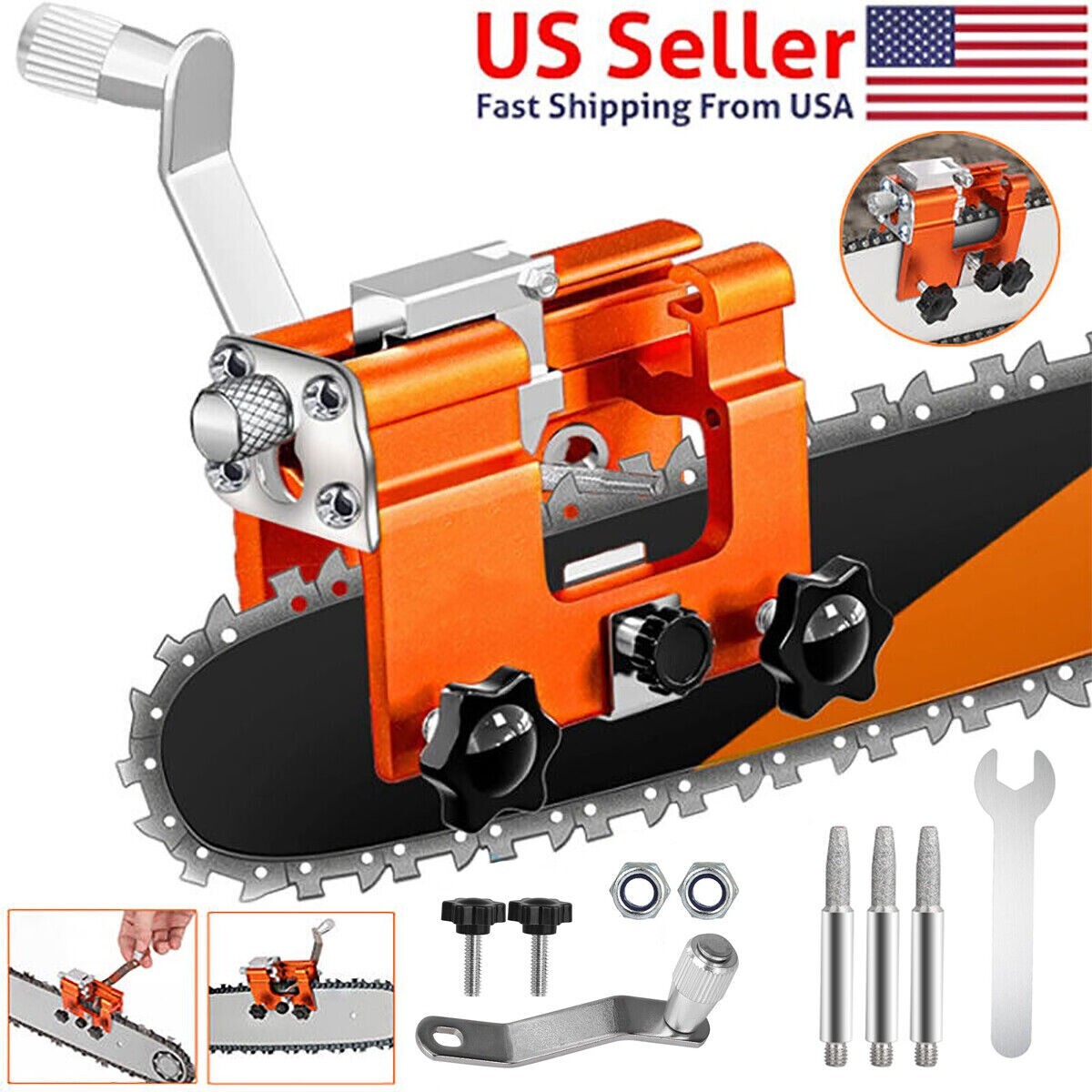 Portable Hand Crank Chainsaw Chain Sharpener Tool Set
