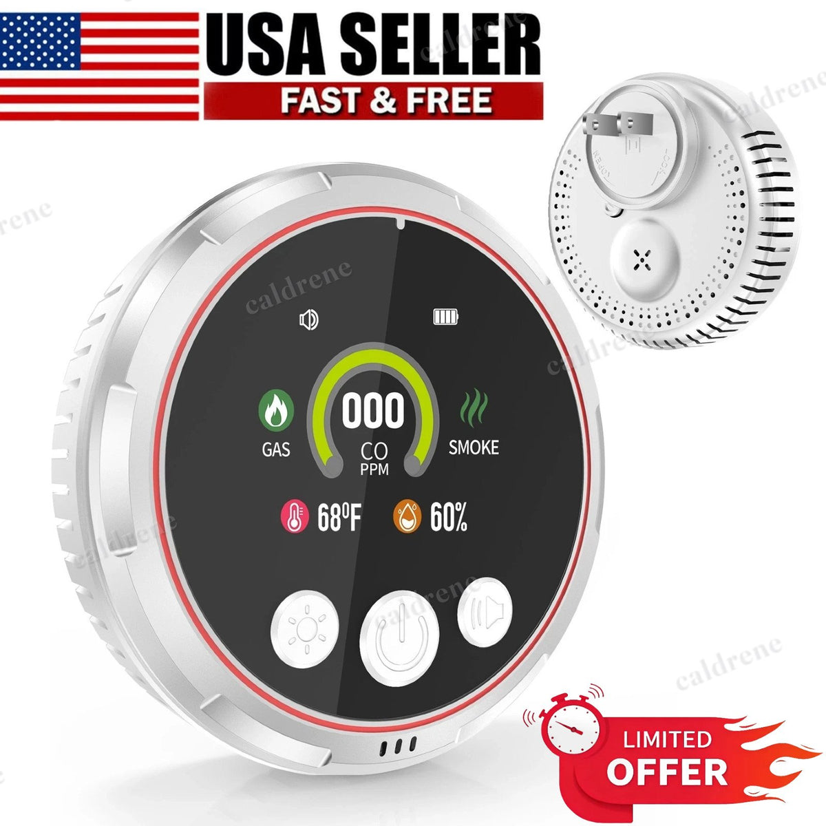 Portable Plug-In Carbon Monoxide, Smoke and Gas Detector – view 9