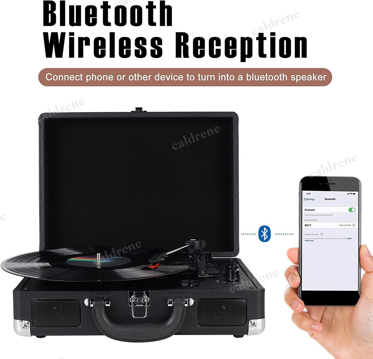 Portable Suitcase Vinyl Record Player Bluetooth 3-Speed – view 2